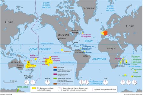 Carte de france avec les 13 nouvelles régions de la métropole et les 5 régions d'outre mer, les régions sont mises en évidence par des couleurs différenciées et contrastée. Carte France D Outre Mer - PrimaNYC.com