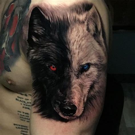 While wolves are generally pack animals, sometimes. Tribal wolf tattoo on upper arm | Wolf tattoos men, Tribal ...