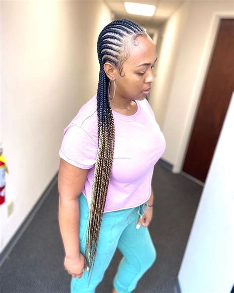 Straight Back Feed In Braids Box Braids Hairstyles For Black Women