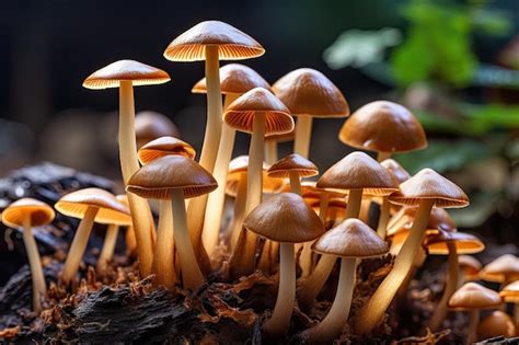 Premium Ai Image Close Up Of Psilocybe Cubensis Mushrooms