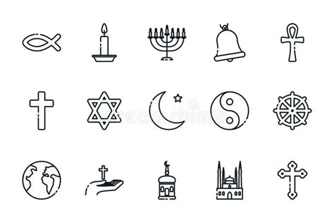 Conjunto De Iconos Mundo De Símbolos Religiosos Diseño Vectorial