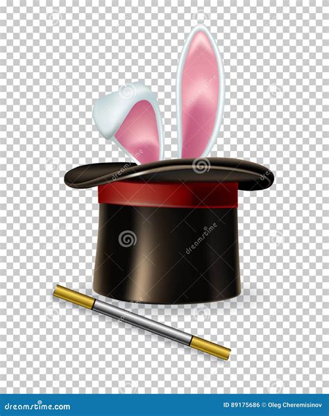 Magic Hat With Rabbit Ears On Violet Mysterious Background Vector