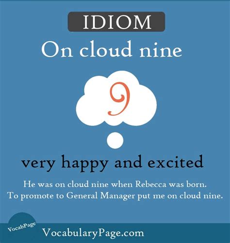 On Cloud Nine Very Happy And Excited English Idioms English
