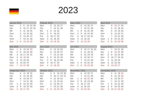 Premium Vector Year 2023 Calendar In German With Germany Holidays