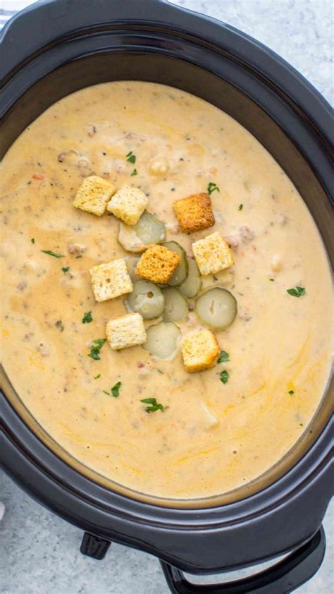 Crockpot Cheeseburger Soup Sweet And Savory Meals