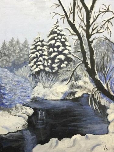 Daily Paintworks Nicomekl Snow Day Original Fine Art For Sale