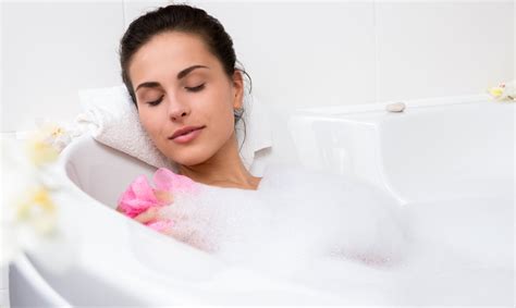 Beautiful Young Woman Takes Bubble Bath Aqua Sphere Inc Water