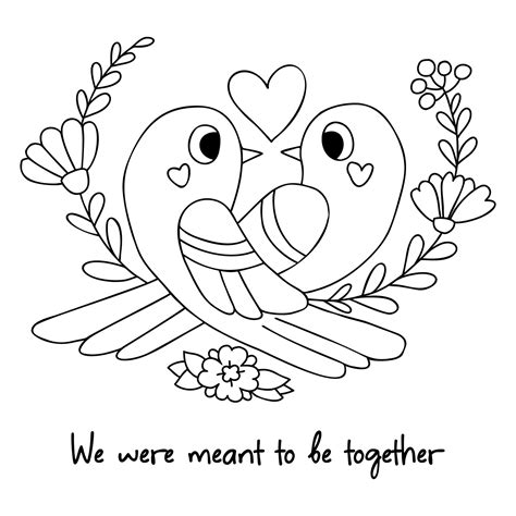 Cute Pair Of Love Birds With Heart And Flowers Valentines Card We Were