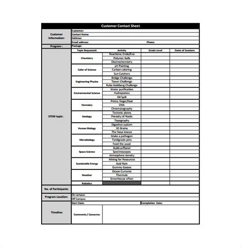 How do i create a customer list? 10+ Contact Sheet Templates - DOC, PDF | Free & Premium ...