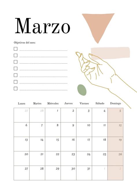 Plantilla Calendario Mensual Boho Minimalista Nude Templates By