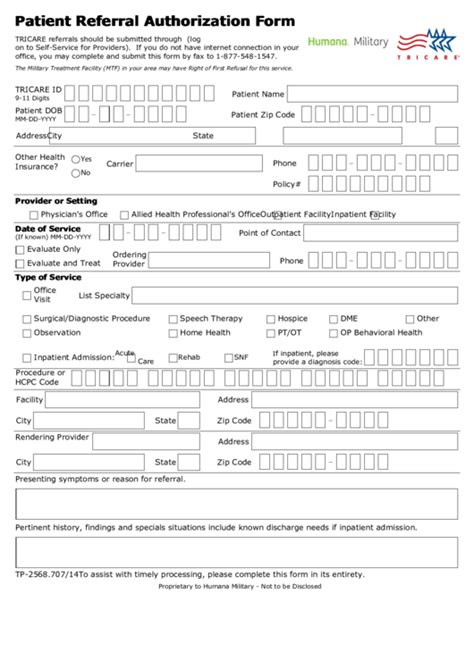 Fillable Tricare Patient Referral Authorization Form Printable Pdf Download