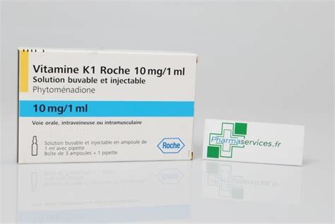 1 mg (une ampoule) par jour ou trois fois · tumeur maligne: Vitamine K1 Roche 10 mg/1 ml solution buvable et ...