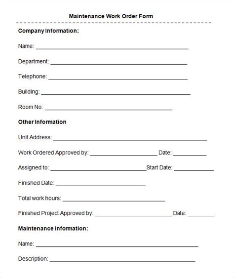 Job Work Order Form Template