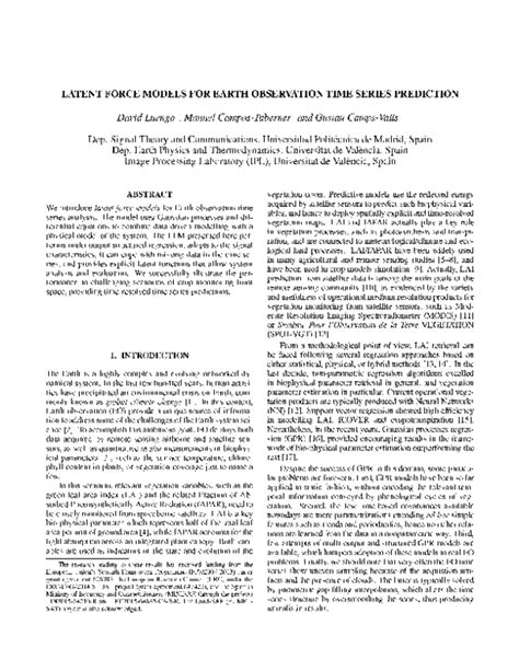 Pdf Latent Force Models For Earth Observation Time Series Prediction