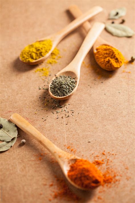 Different Spices On A Wooden Spoons By Mosuno Colourful Spice