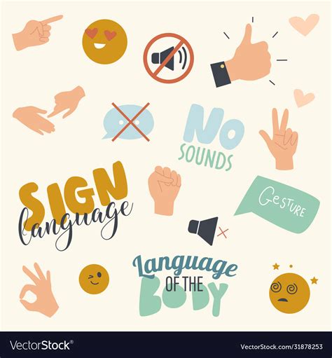 Gesticulate Signs Set With Deaf And Dumb Gestures Vector Image