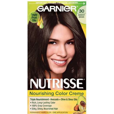 6 Pack Garnier Nutrisse Nourishing Hair Color Creme 30 Darkest Brown