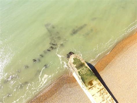 Aerial View Of A Beach Breakwater Stock Photo Image Of England