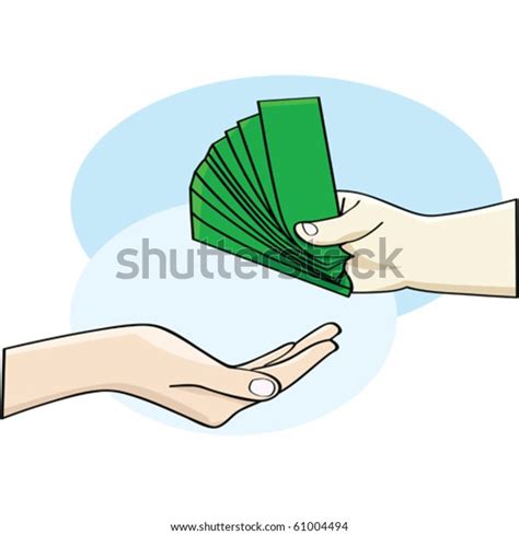 Cartoon Vector Illustration Showing A Hand Giving Money And An Open