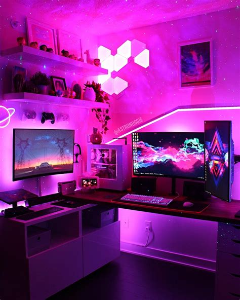 girl gamer gaming room rgb pink game room small room girl strip lighting