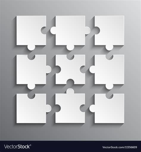 White Puzzles Piece Jigsaw Object 9 Pieces Vector Image