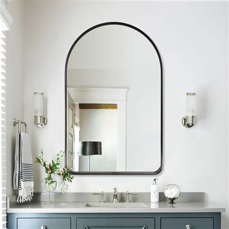 Luxe Arched Bathroom Wall Mirrors Stainless Steel Frame Mirror Wall