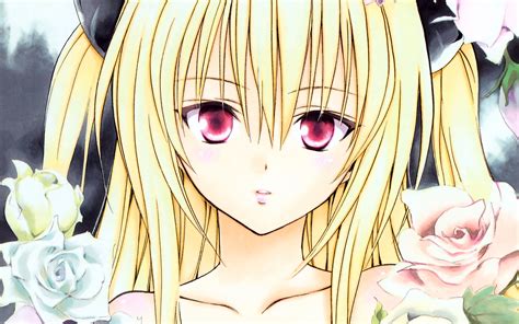 Download Blonde Flower Red Eyes Long Hair Blush Golden Darkness Anime To Love Ru Hd Wallpaper