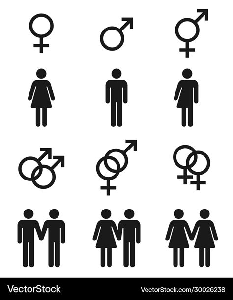 Set Gender Symbols Male Female Royalty Free Vector Image