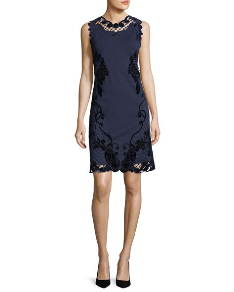 Kobi Halperin Delany Sleeveless Velvet Lace Trimmed Dress Neiman Marcus