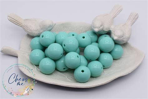 Glossy Mint Green 15mm Round Silicone Beads 5 Or 10 Beads Etsy