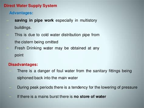 With limited pressure available in most city. Cold water supply system & Components