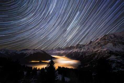 Nature Landscape Night Stars Star Trails Wallpapers Hd Desktop Images