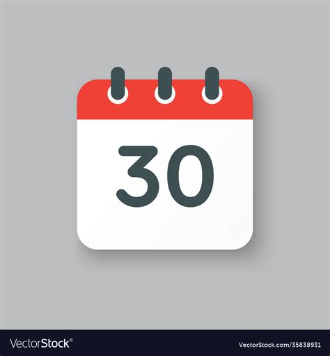 Icon Calendar Day Number 30 30th Day Month Vector Image