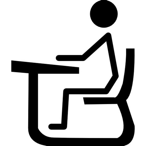Free Icon Student Of Stick Man Sitting On A Chair On Class Desk