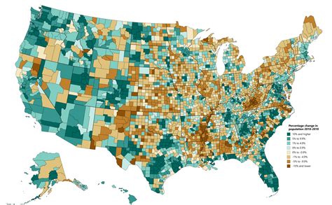 Us Counties And Equivalents Population Change Between 2010 And 2018