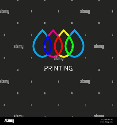Cmyk Logo Print Drops Icon Cmyk And Rgb Line Vector Minimal Sign