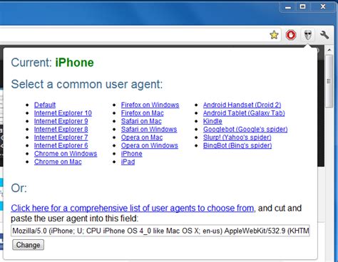 agent user specific browser device chrome change instance safari ios able iphone select version