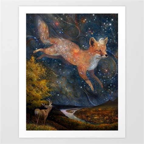 The Fox In The Starlight Art Print By Meluseena Society6