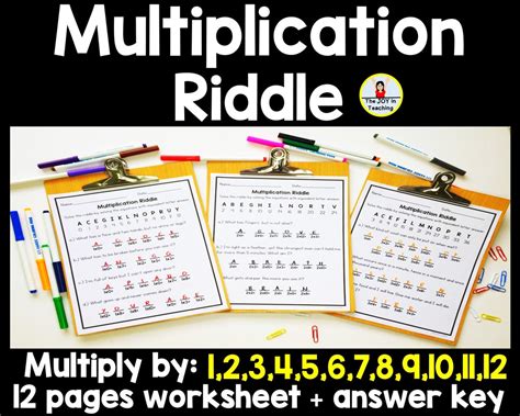 Multiplication Riddle Worksheet Instant Download Etsy