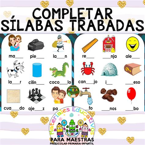 Fichas Para Completar S 237 Labas Trabadas Materiales Educativos Para