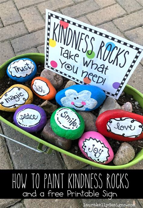 Painted Kindness Rocks Ideas Craft With Free Printable Laura Kellys