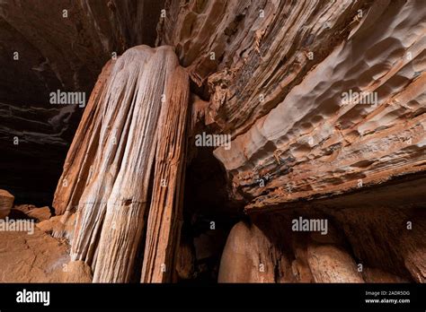 Interior Of Big Cave With Stalactites And Stalagmites Chapada
