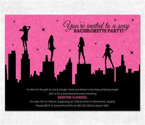 Items Similar To Printable Bachelorette Invitation Sexy Night Out Pink And Black On Etsy