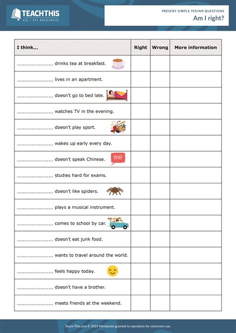Present Simple Yes No Questions Grammar Activities Worksheets Yes Or No Questions English