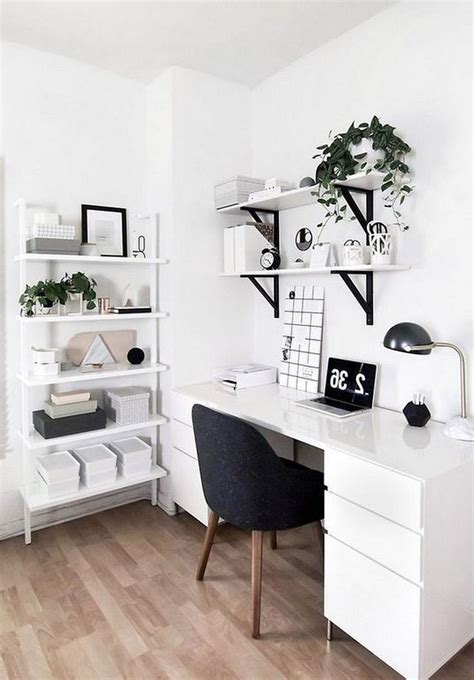 23+ Awesome Minimalist Black White Home Office Decorating Ideas #