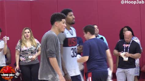 That means they were able to measure themselves against the likes of kevin durant, paul george, kyrie irving, and demarcus cousins. Paul George vs Devin Booker 1 on 1 USA Basketball Practice ...