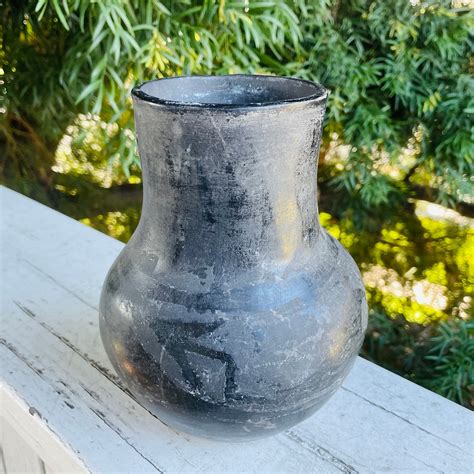 Antique Primitive Handmade Black Ceramic Pottery Decorative Etsy