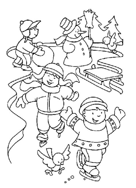 Winter Scene Coloring Pages Free And Book For Kids