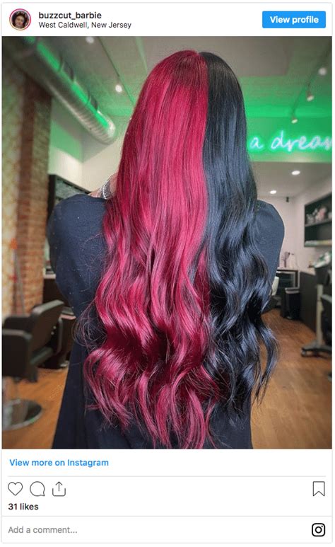 Two Tone Red And Black Hair Color Ideas
