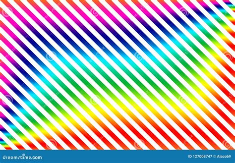 Diagonal Gradient Rainbow Stripes With White Background Stock